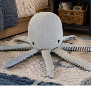 Target Kids Octopus Plush Stuffed Animal Gray Knit Striped Tentacles